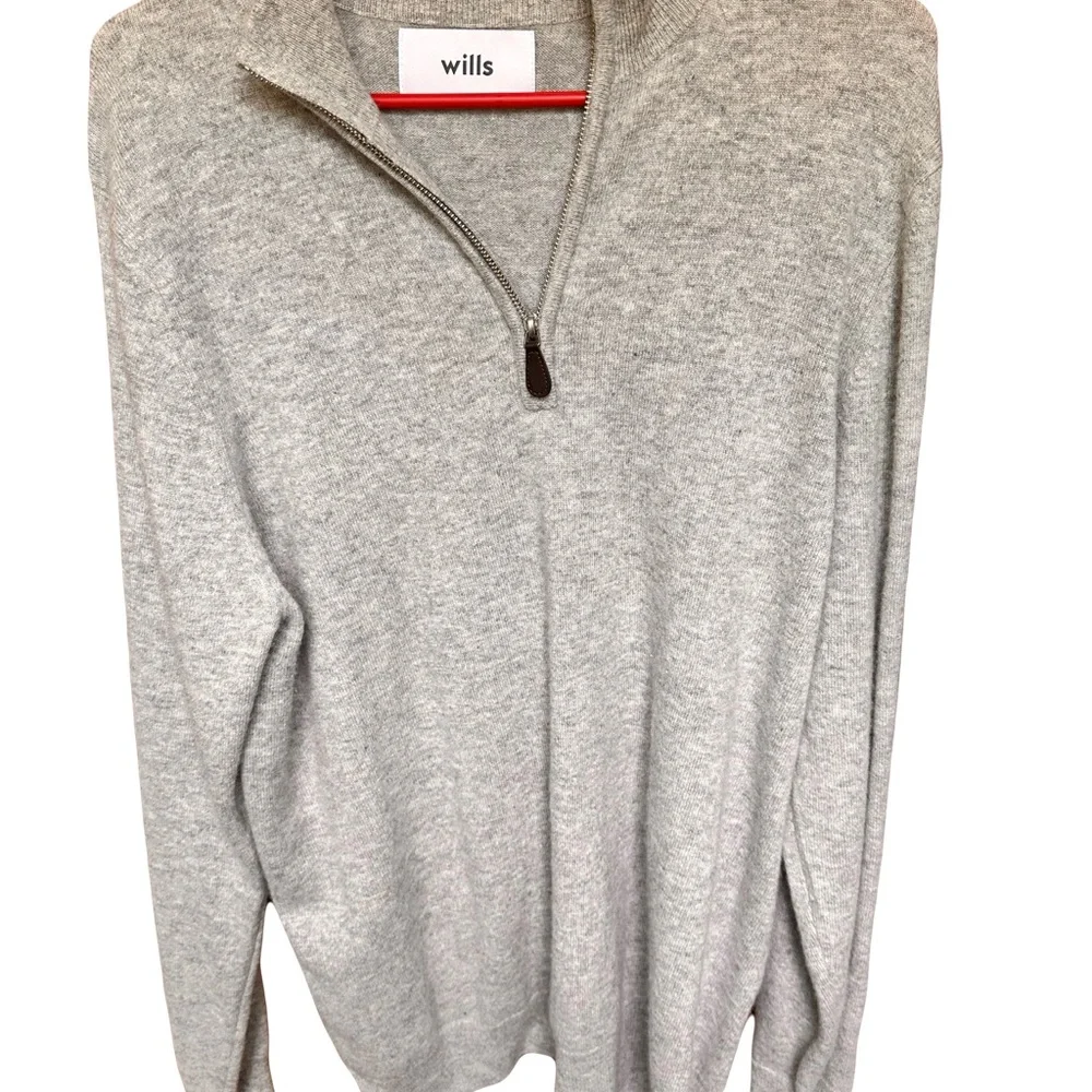 Huckberry Gray Zip Up Sweater with Ribbed Cuffs - Picture 2 of 7